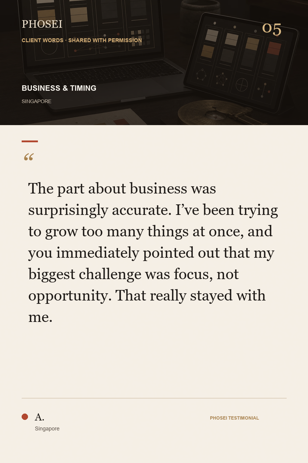 Screenshot of client feedback shared with permission