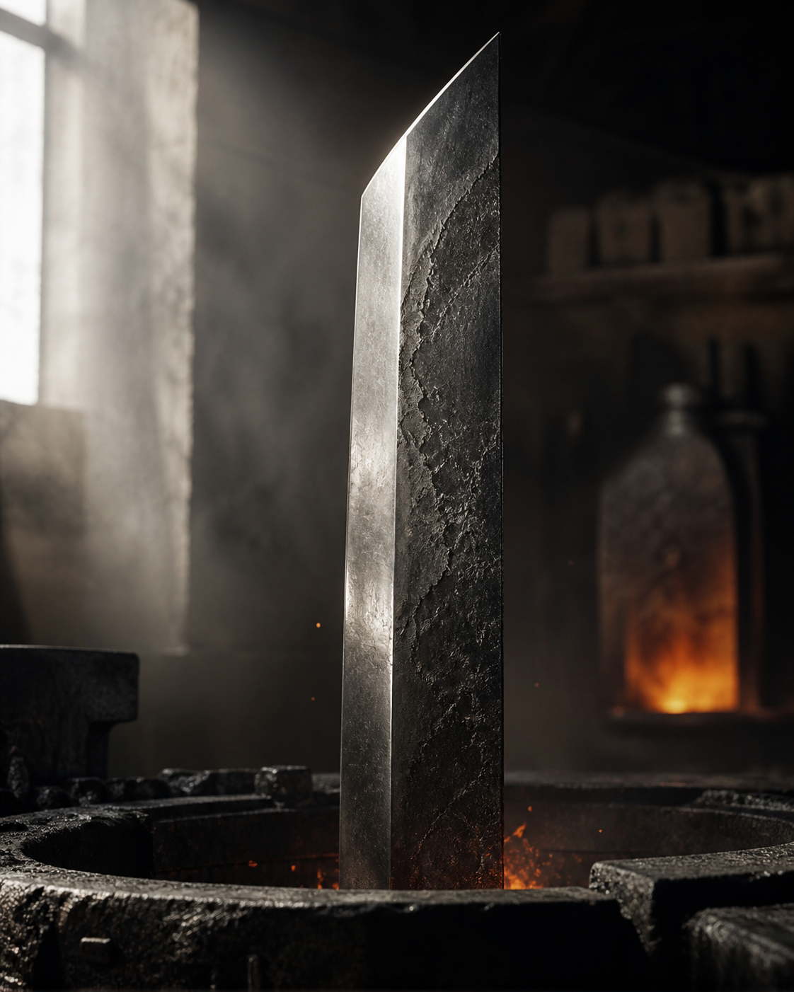 A monumental forged steel form representing Geng Yang Metal