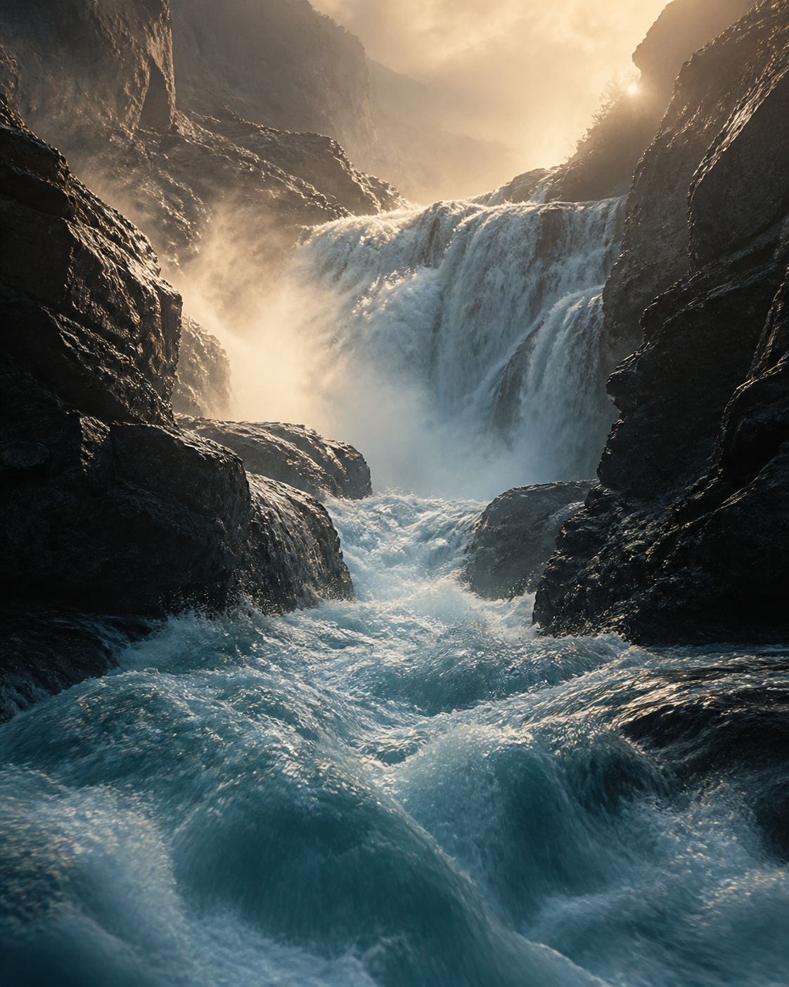 A powerful river and waterfall representing Ren Yang Water